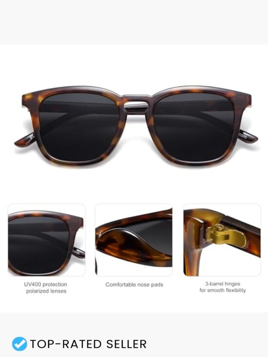 Classic Vintage Large Square Sunglasses Polarized UV400 Protection main image 5